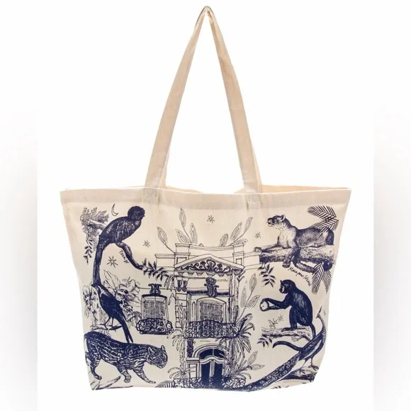 Sézane NWOT Canvas Tote Bag with Animal Print - Picture 2 of 6